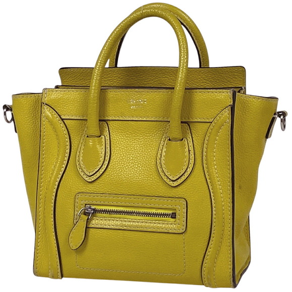 Celine Luggage Nano Shoulder Bag Leather Yellow - Picture 1 of 7